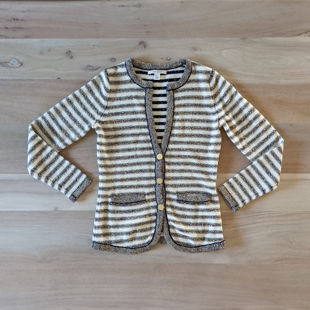 Banana Republic Beige Stripe Cardigan
